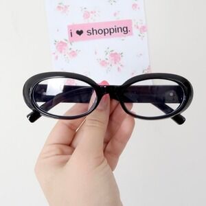 Y2K Vintage Oval Eyeglasses Black Frame Clear Lens — Indie